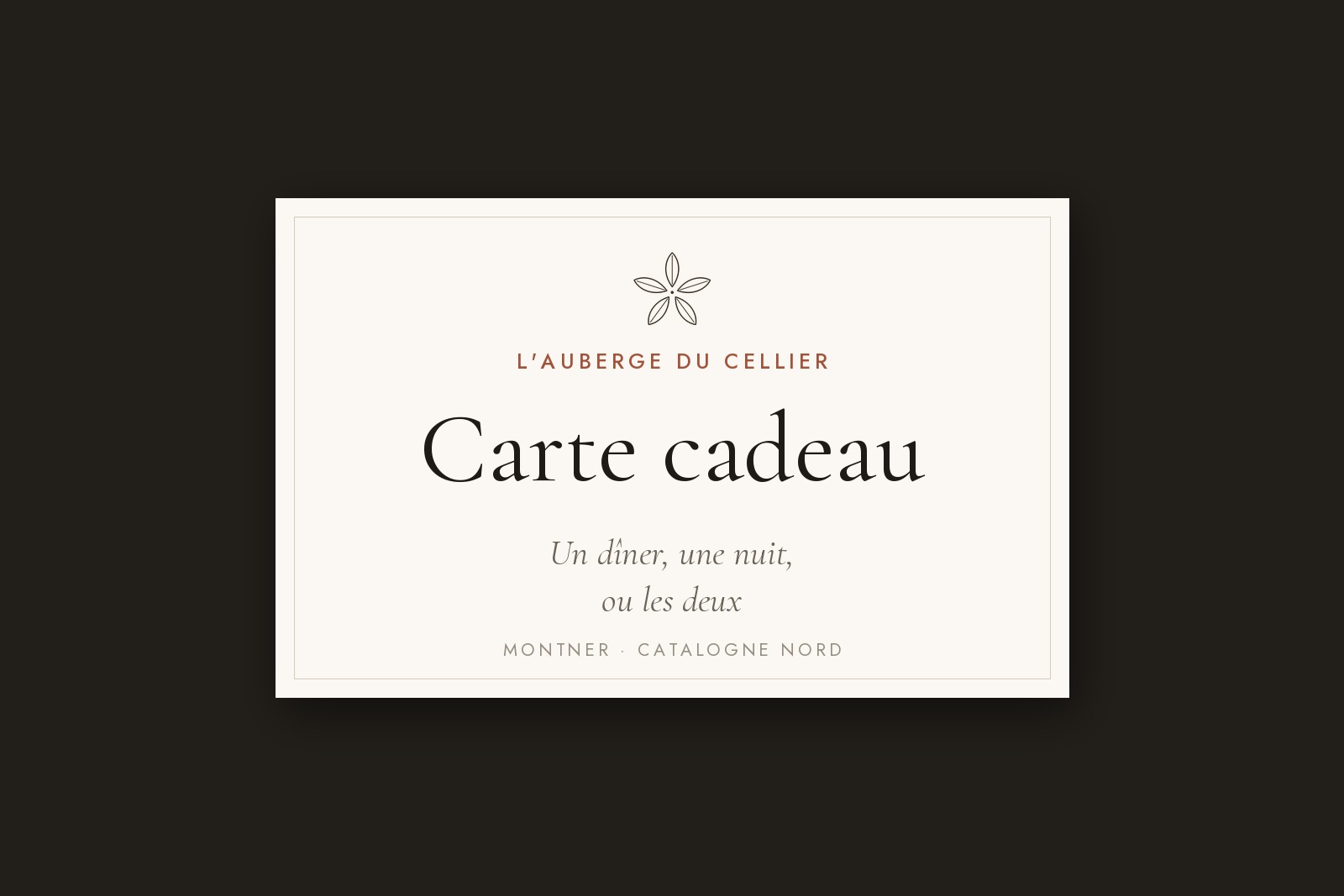 Carte cadeau de l'Auberge du Cellier